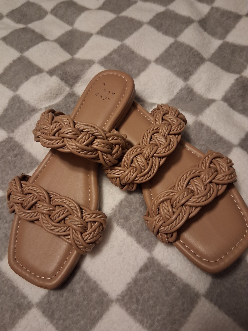 a new day Braided Strap Slide Sandals in Tan